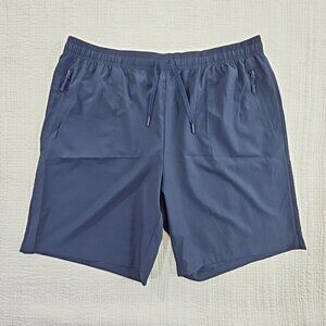 Magcomsen Men's 2XL Navy Blue Gym Shorts‎ Quick Dry Tech Pockets Drawstring NWT